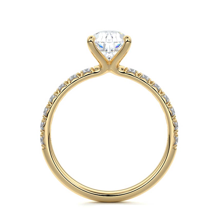 Melina - Pear Yellow Gold Engagement Ring Profile View | Nura Lab