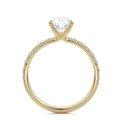 Melina - Pear Yellow Gold Engagement Ring Profile View | Nura Lab