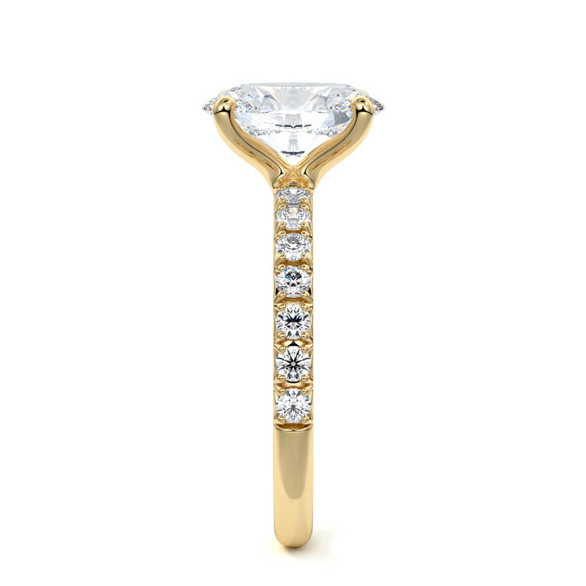Melina - Oval Yellow Gold Engagement Ring Side View | Nura Lab