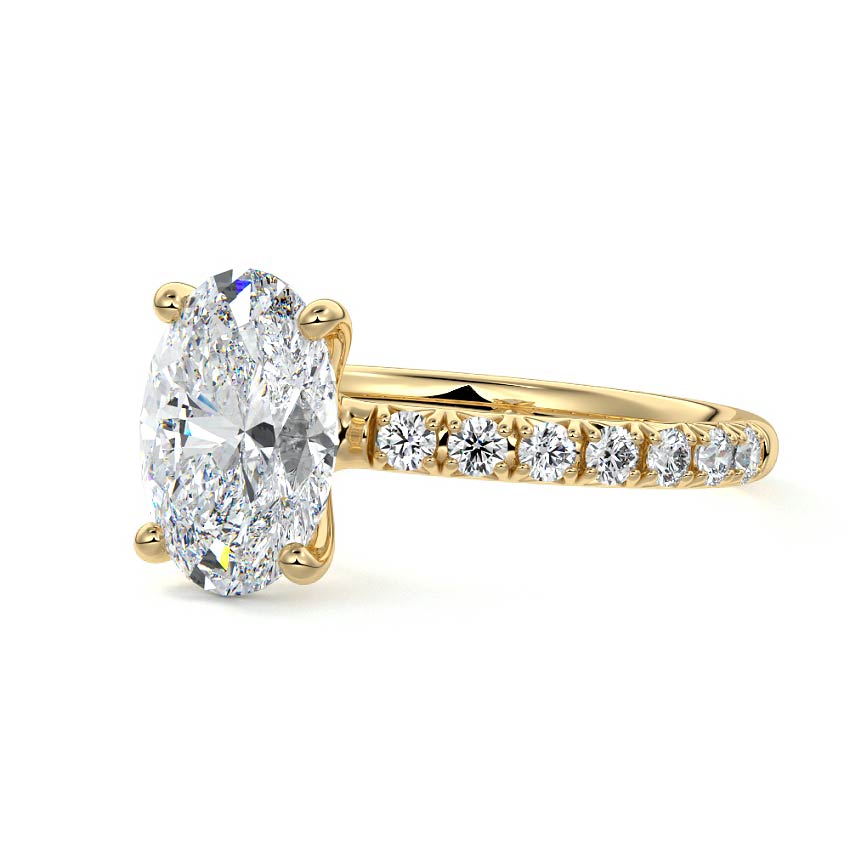 Melina - Oval Yellow Gold Engagement Ring Detail View | Nura Lab
