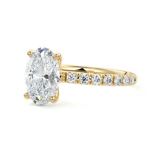 Melina - Oval Yellow Gold Engagement Ring Detail View | Nura Lab