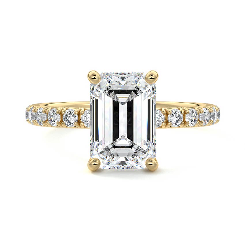 Melina - Emerald Cut Yellow Gold Lab Grown Diamond Engagement Ring | Nura Lab