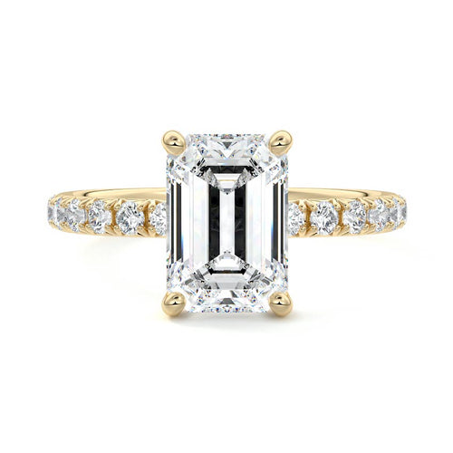 Melina - Emerald Cut Yellow Gold Lab Grown Diamond Engagement Ring | Nura Lab