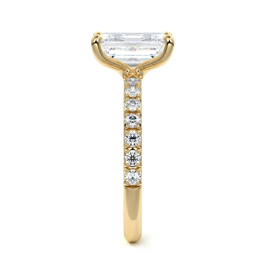 Melina - Emerald Cut Yellow Gold Engagement Ring Side View | Nura Lab