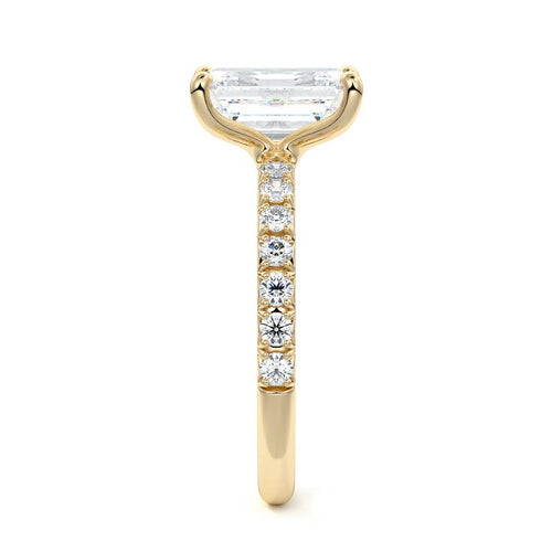 Melina - Emerald Cut Yellow Gold Engagement Ring Side View | Nura Lab