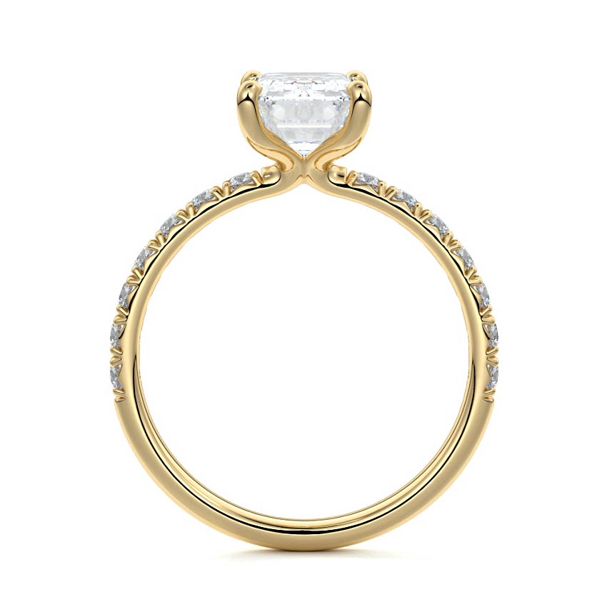 Melina - Emerald Cut Yellow Gold Engagement Ring Profile View | Nura Lab