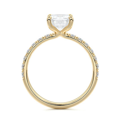 Melina - Emerald Cut Yellow Gold Engagement Ring Profile View | Nura Lab