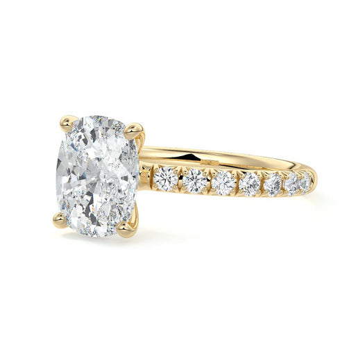 Melina - Cushion Yellow Gold Lab Grown Diamond Engagement Ring | Nura Lab