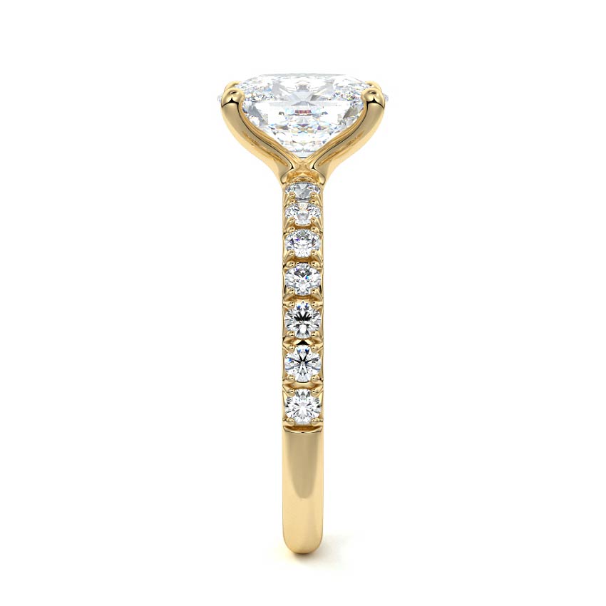 Melina - Cushion Yellow Gold Engagement Ring Side View | Nura Lab