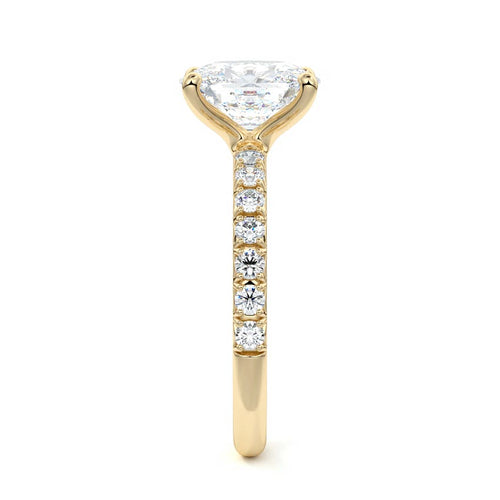 Melina - Cushion Yellow Gold Engagement Ring Side View | Nura Lab