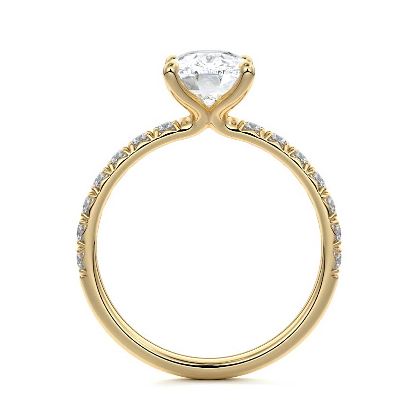 Melina - Cushion Yellow Gold Engagement Ring Profile View | Nura Lab