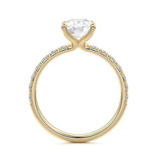 Melina - Cushion Yellow Gold Engagement Ring Profile View | Nura Lab