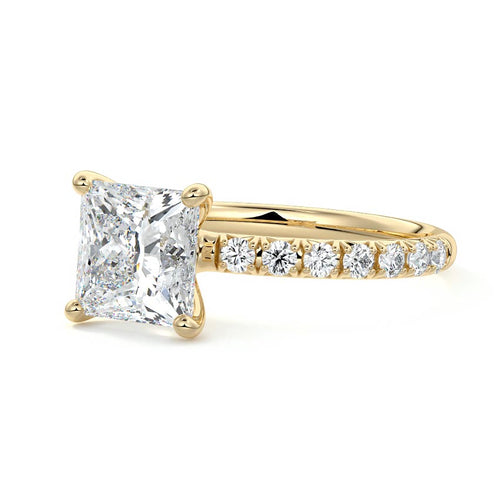 Melina - Princess Yellow Gold Lab Grown Diamond Engagement Ring | Nura Lab