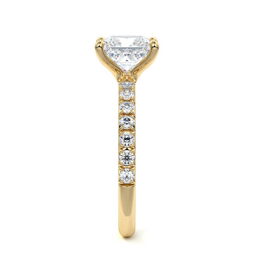 Melina - Princess Yellow Gold Engagement Ring Side View | Nura Lab
