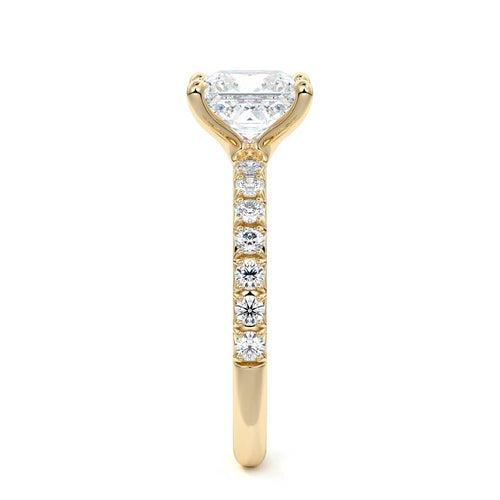 Melina - Princess Yellow Gold Engagement Ring Side View | Nura Lab