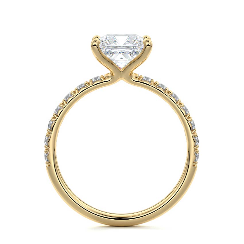 Melina - Princess Yellow Gold Engagement Ring Profile View | Nura Lab