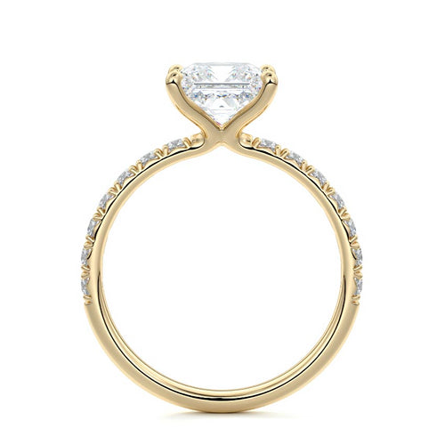 Melina - Princess Yellow Gold Engagement Ring Profile View | Nura Lab