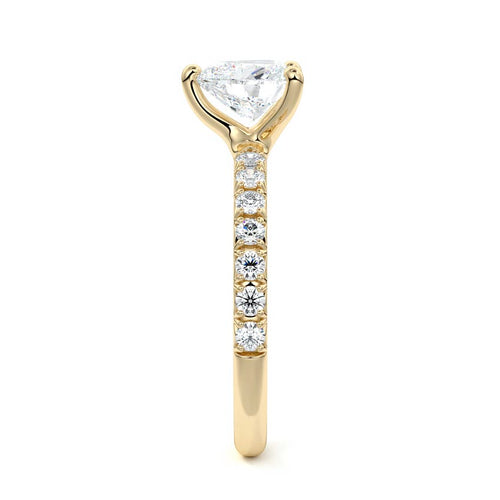 Melina - Heart Yellow Gold Engagement Ring Side View | Nura Lab
