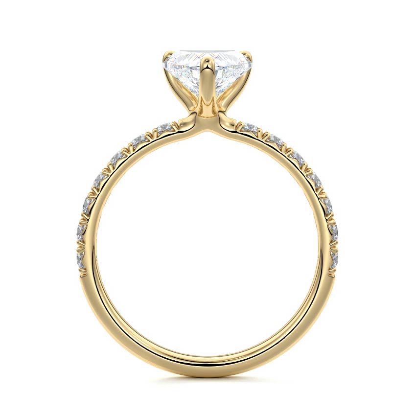 Melina - Heart Yellow Gold Engagement Ring Profile View | Nura Lab