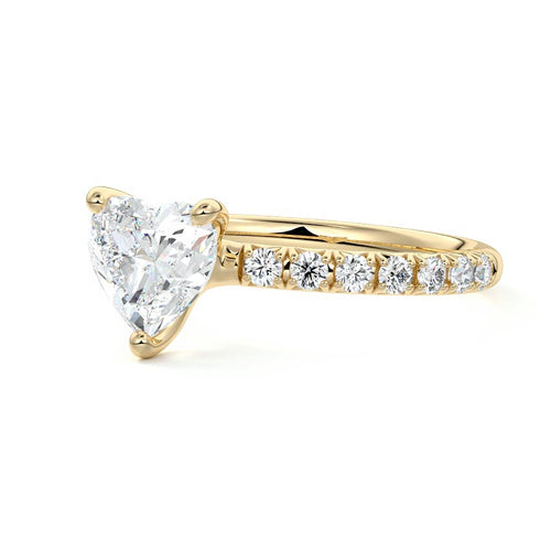 Melina - Heart Yellow Gold Engagement Ring Detail View | Nura Lab