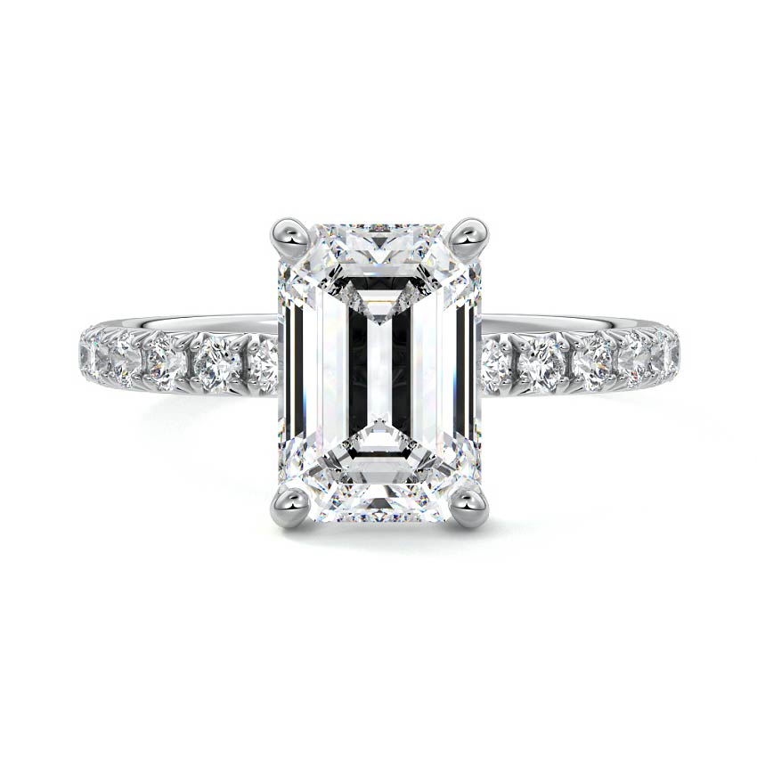 Melina - Emerald Cut White Gold Lab Grown Diamond Engagement Ring | Nura Lab