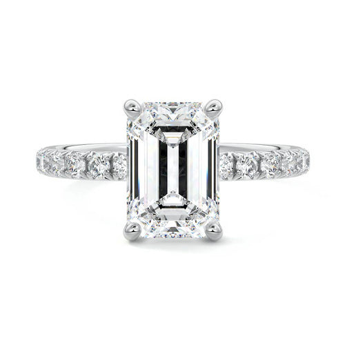 Melina - Emerald Cut Platinum Lab Grown Diamond Engagement Ring | Nura Lab