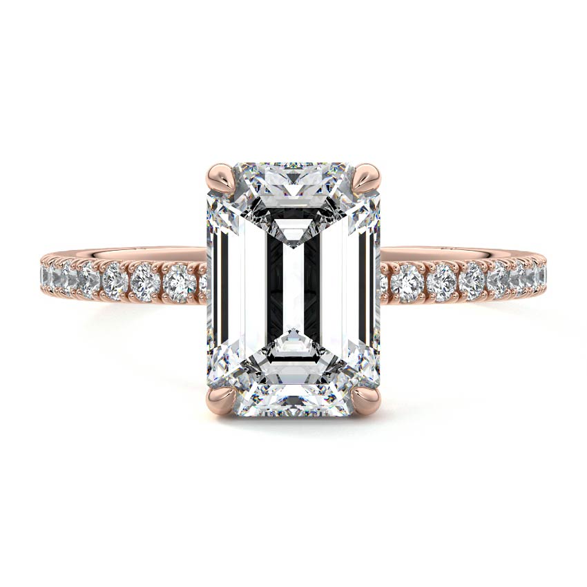 Mira - Emerald Cut Rose Gold Lab Grown Diamond Engagement Ring | Nura Lab