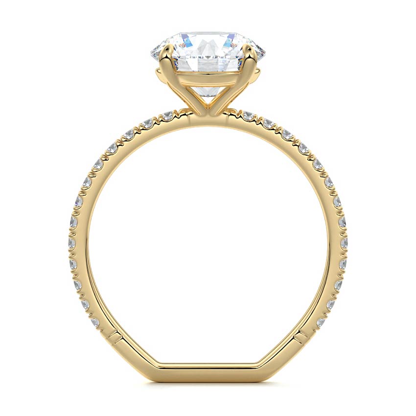 Mira - Round Yellow Gold Engagement Ring Profile View | Nura Lab
