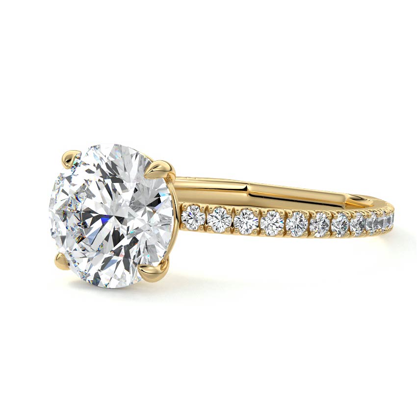 Mira - Round Yellow Gold Engagement Ring Detail View | Nura Lab