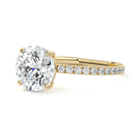 Mira - Round Yellow Gold Engagement Ring Detail View | Nura Lab