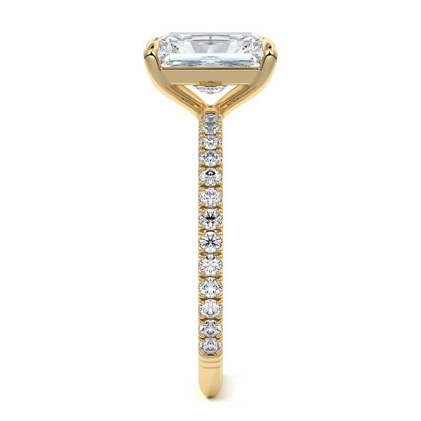 Mira - Radiant Yellow Gold Engagement Ring Side View | Nura Lab