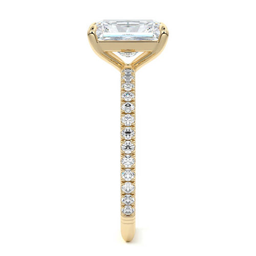 Mira - Radiant Yellow Gold Engagement Ring Side View | Nura Lab