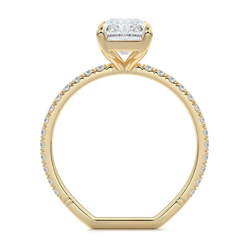 Mira - Radiant Yellow Gold Engagement Ring Profile View | Nura Lab