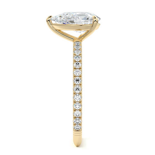 Mira - Pear Yellow Gold Engagement Ring Side View | Nura Lab