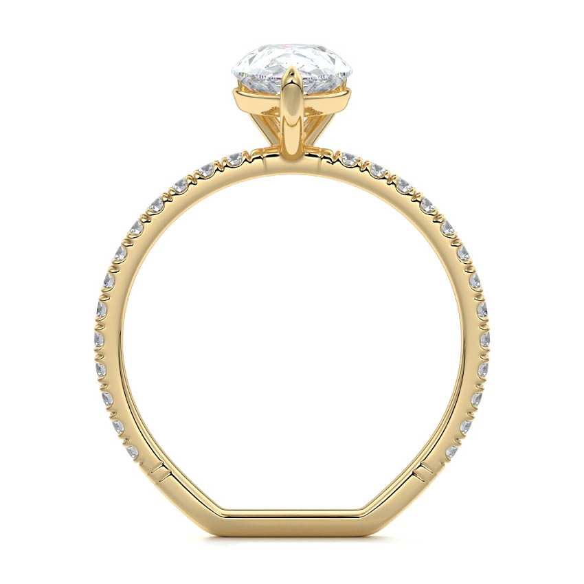 Mira - Pear Yellow Gold Engagement Ring Profile View | Nura Lab