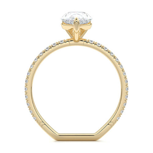 Mira - Pear Yellow Gold Engagement Ring Profile View | Nura Lab