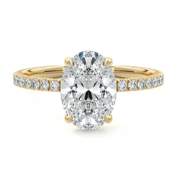 Mira - Oval Pavé Solitaire Lab Grown Diamond Engagement Ring