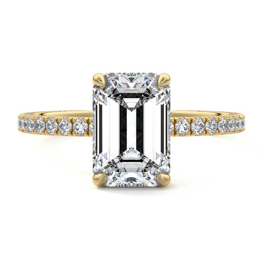 Mira - Emerald Cut Yellow Gold Lab Grown Diamond Engagement Ring | Nura Lab