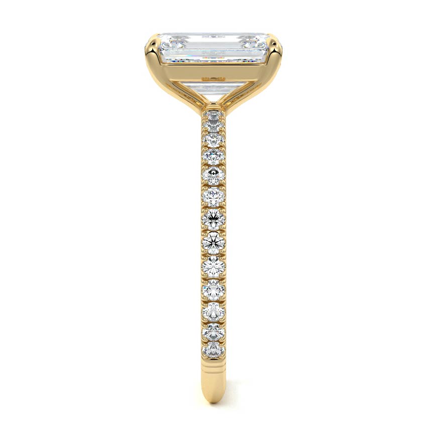 Mira - Emerald Cut Yellow Gold Engagement Ring Side View | Nura Lab