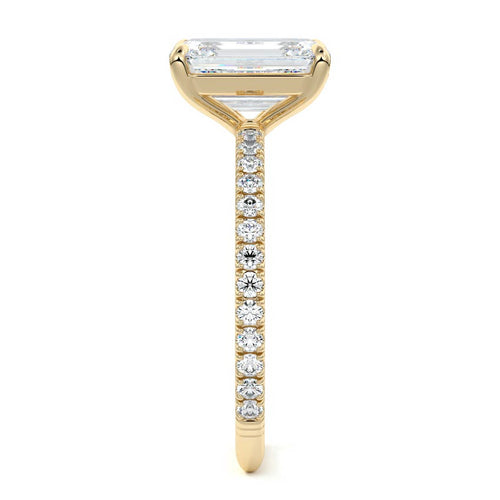 Mira - Emerald Cut Yellow Gold Engagement Ring Side View | Nura Lab