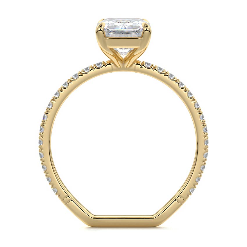 Mira - Emerald Cut Yellow Gold Engagement Ring Profile View | Nura Lab