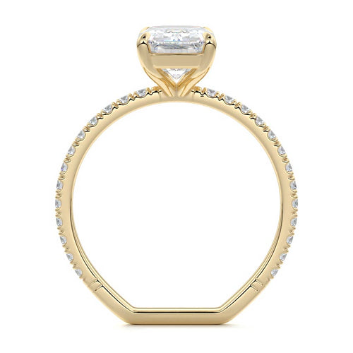 Mira - Emerald Cut Yellow Gold Engagement Ring Profile View | Nura Lab