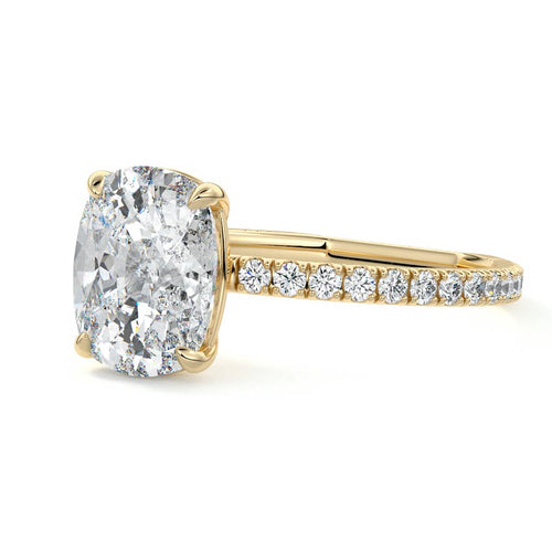 Mira - Cushion Yellow Gold Lab Grown Diamond Engagement Ring | Nura Lab