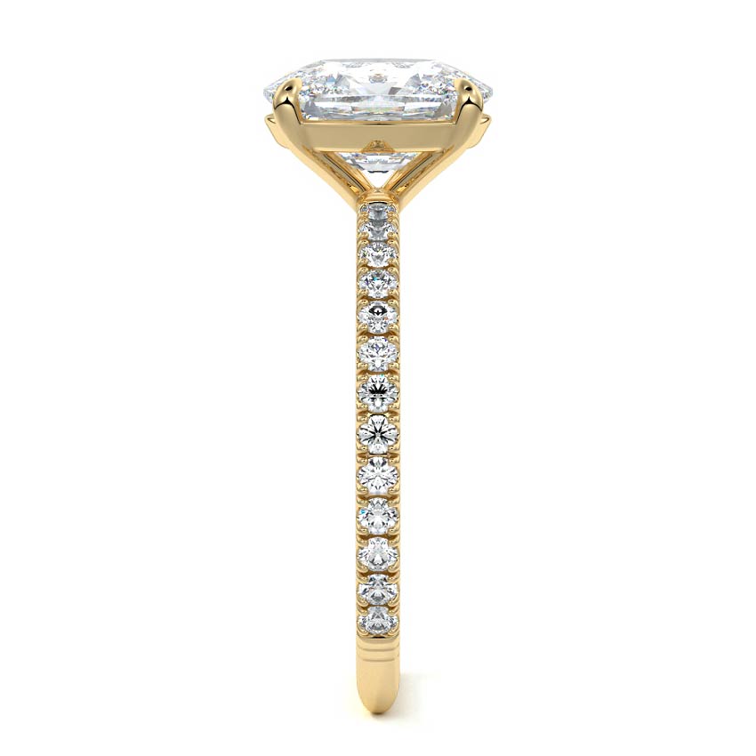 Mira - Cushion Yellow Gold Engagement Ring Side View | Nura Lab