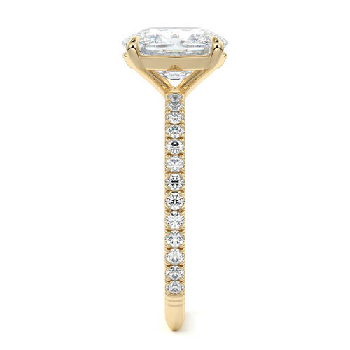 Mira - Cushion Yellow Gold Engagement Ring Side View | Nura Lab