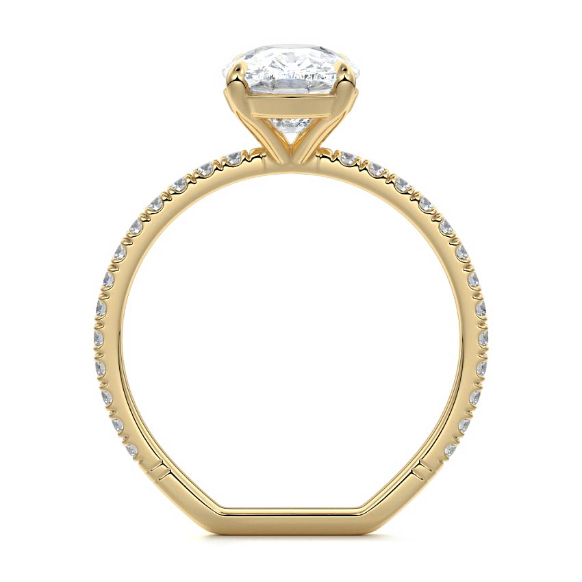 Mira - Cushion Yellow Gold Engagement Ring Profile View | Nura Lab