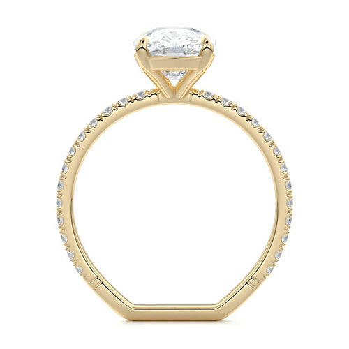 Mira - Cushion Yellow Gold Engagement Ring Profile View | Nura Lab