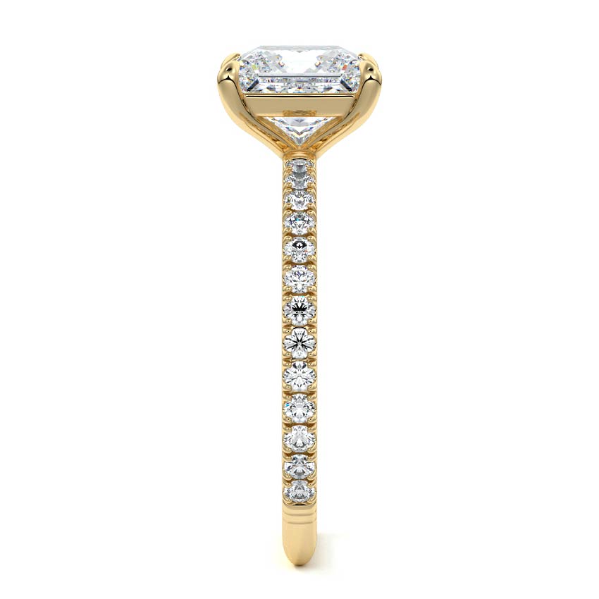 Mira - Princess Yellow Gold Engagement Ring Side View | Nura Lab