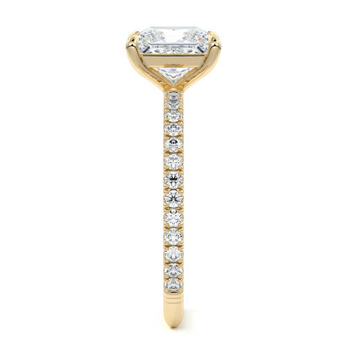 Mira - Princess Yellow Gold Engagement Ring Side View | Nura Lab