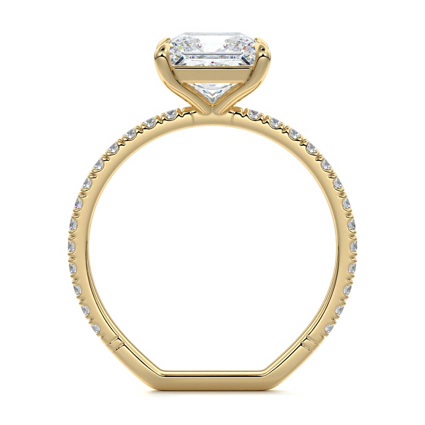 Mira - Princess Yellow Gold Engagement Ring Profile View | Nura Lab